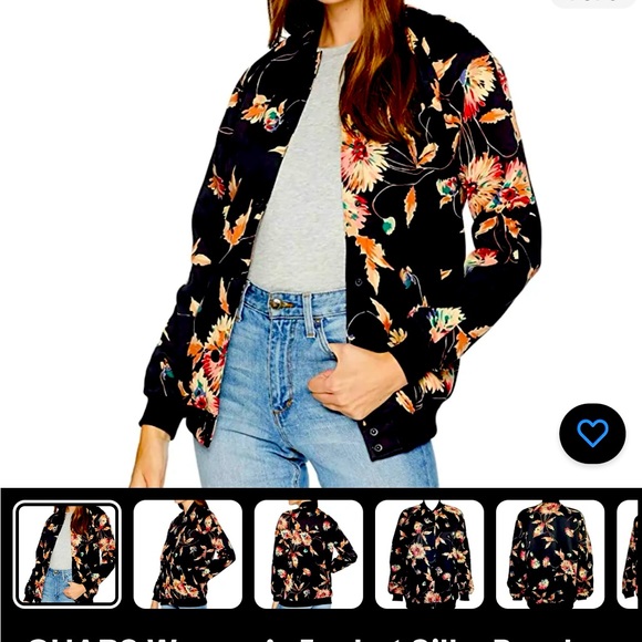 Floral zip up bomber style jacket. - Picture 3 of 5